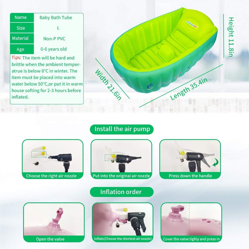Relaxing Baby | Inflatable Baby Bathtub,Newborn Bathtub Seat for Infant,Non-Slip Baby Pool for Sitting up,Foldable Toddler Tub Shower,Portable Travel Bath for Kids 0-6 Year - Image 5